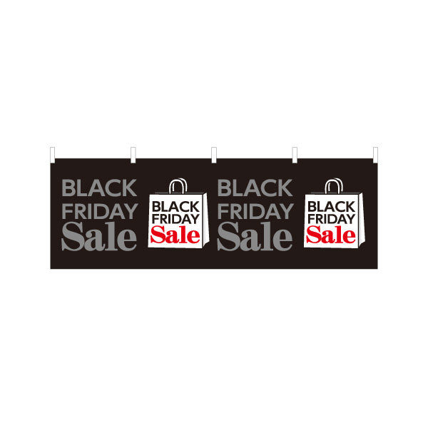 横断幕 Black Friday Sale 白バッグと赤文字が映えるブラックデザインのセール告知 店舗前・集客PR向け テトロンポンジ ターポリン素材 S-495-43