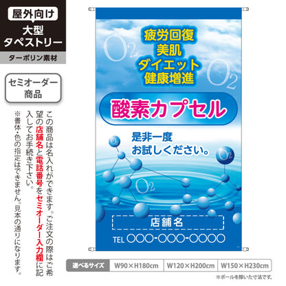 タペストリー 酸素カプセル 疲労回復 美容 健康 ダイエット コンディショニング リフレッシュ 名入れ無料 セミオーダー商品 ターポリン素材 屋外使用可 S-5326-1