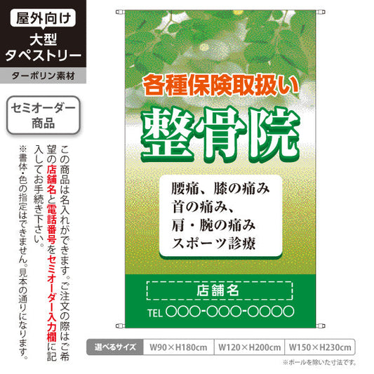 タペストリー 整骨院 各種保険取扱 腰膝首肩の痛みやスポーツ診療に 整骨院・整体院向け 名入れ無料 セミオーダー商品 ターポリン素材 屋外使用可 S-536-44