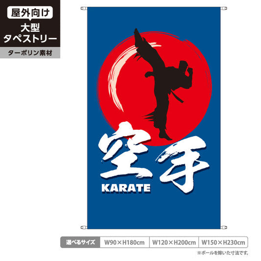 タペストリー 空手 KARATE 教室 習い事 練習生募集 生徒募集PR向け 青 ターポリン素材 屋外使用可 S-5720-2