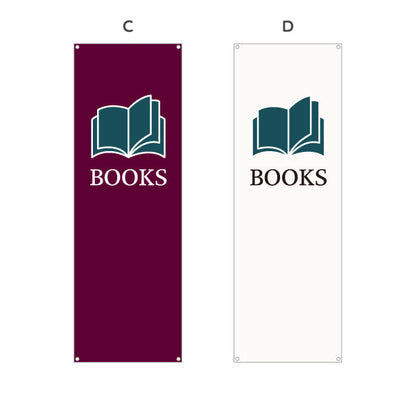 バナー幕 BOOKS（本） シンプルアイコンデザイン 書店・ブックショップ向け 選べるカラー ターポリン素材 S-9273-17