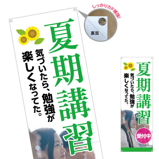 バナー幕 夏期講習 学習塾 受付中 個人塾 新規開講  生徒募集PR向け ターポリン素材 S-971-134