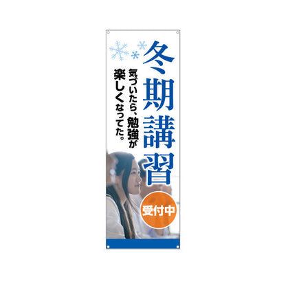 バナー幕 冬期講習 学習塾 受付中 個人塾 新規開講  生徒募集PR向け ターポリン素材 S-971-135