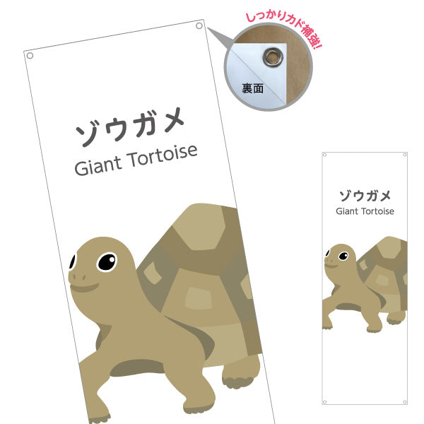 バナー幕 ゾウガメ gaiant tortoise 動物園 自然公園 動物ふれあい 動物飼育施設向け ターポリン素材 S-9821-14
