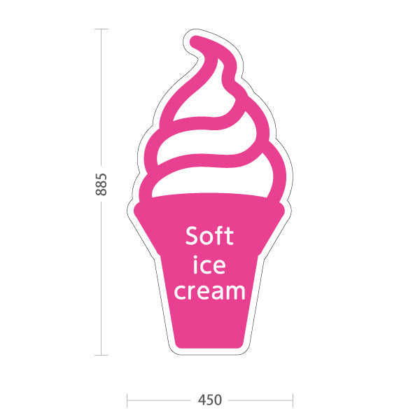 スタンド看板 トールタイプ Soft ice cream ソフトクリーム ピンク ポップでかわいい看板 カフェ 屋台 スイーツショップ向け 屋外使用可 S-T-10129-4