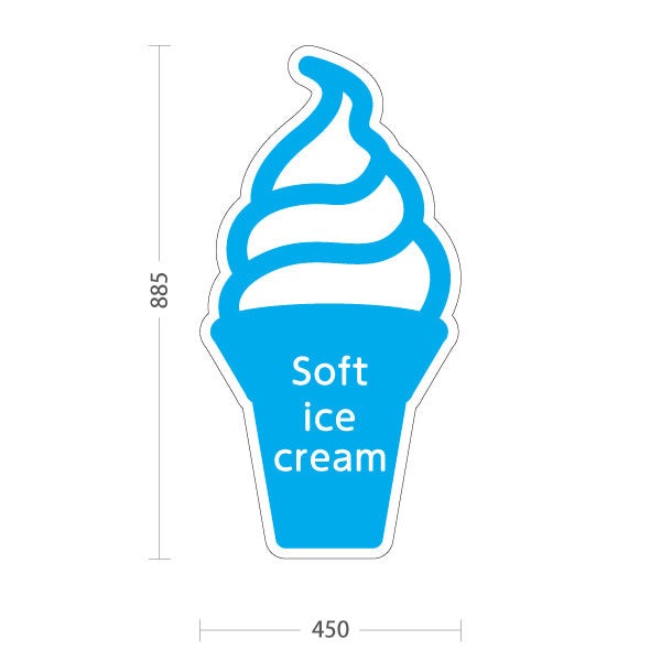 スタンド看板 トールタイプ Soft ice cream ソフトクリーム ブルー ポップでかわいい看板 カフェ 屋台 スイーツショップ向け 屋外使用可 S-T-10129-5
