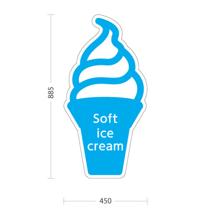 スタンド看板 トールタイプ Soft ice cream ソフトクリーム ブルー ポップでかわいい看板 カフェ 屋台 スイーツショップ向け 屋外使用可 S-T-10129-5