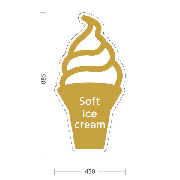 スタンド看板 トールタイプ Soft ice cream ソフトクリーム ゴールド風 ポップでかわいい看板 カフェ 屋台 スイーツショップ向け 屋外使用可 S-T-10129-6