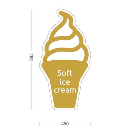 スタンド看板 トールタイプ Soft ice cream ソフトクリーム ゴールド風 ポップでかわいい看板 カフェ 屋台 スイーツショップ向け 屋外使用可 S-T-10129-6