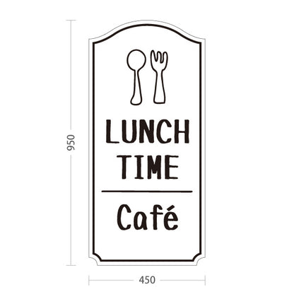 スタンド看板 トールタイプ ランチタイム(LUNCH TIME) カフェ ホワイトデザイン 店舗前向け アルミパネル製 片面・両面選択可 屋外使用可 S-T-10156-2