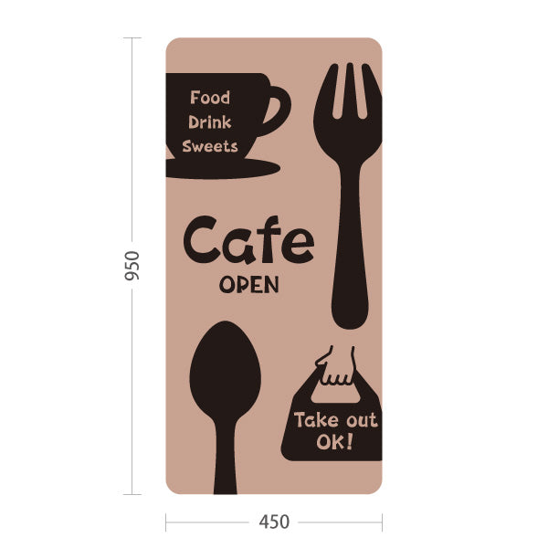 スタンド看板 トールタイプ カフェ(CAFE・COFFEE) ベージュデザイン OPEN テイクアウト可 店舗前向け アルミパネル製 片面・両面選択可 屋外使用可 S-T-10156-4