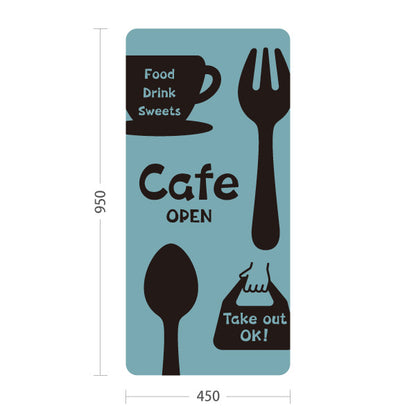 スタンド看板 トールタイプ カフェ(CAFE・COFFEE) ブルーグレーデザイン OPEN テイクアウト可 店舗前向け アルミパネル製 片面・両面選択可 屋外使用可 S-T-10156-6