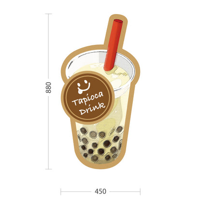 スタンド看板 トールタイプ タピオカドリンク(Tapioca drink) ミルクティーの濃厚な甘さが人気 ベージュデザイン カフェ・キッチンカー・店舗前向け 屋外使用可 S-T-10159-2