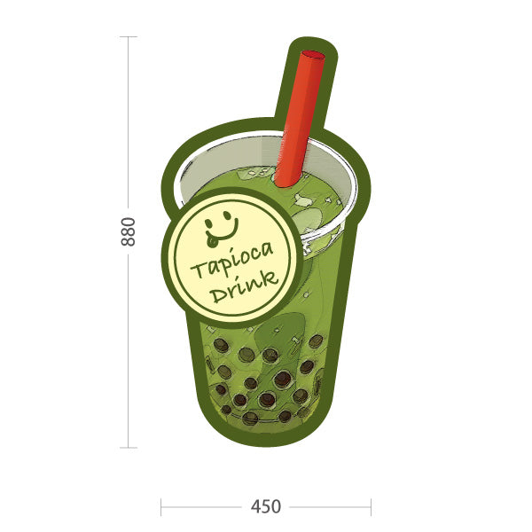 スタンド看板 トールタイプ タピオカドリンク(タピオカ drink・タピオカ) 抹茶ミルク風 グリーン 甘さ控えめデザイン 店舗前・キッチンカー向け 屋外使用可 S-T-10159-4