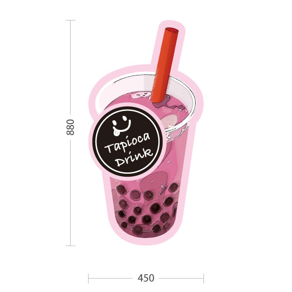 スタンド看板 トールタイプ タピオカドリンク(タピオカ drink・タピオカ) いちごミルク風 ピンク 可愛いデザイン 店舗前・キッチンカー向け 屋外使用可 S-T-10159-5