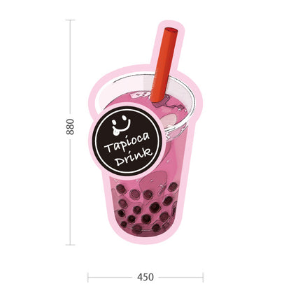 スタンド看板 トールタイプ タピオカドリンク(タピオカ drink・タピオカ) いちごミルク風 ピンク 可愛いデザイン 店舗前・キッチンカー向け 屋外使用可 S-T-10159-5