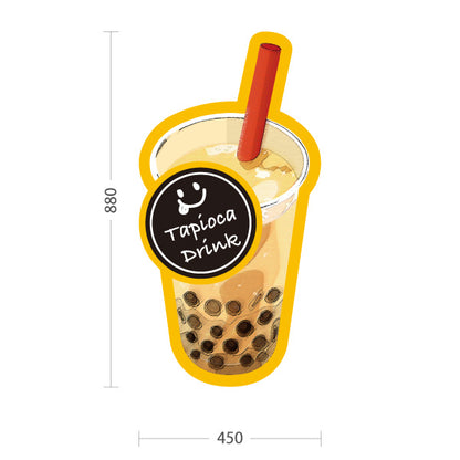 スタンド看板 トールタイプ タピオカドリンク(タピオカ drink・タピオカ) ミルクティー風 イエロー ポップデザイン 店舗前・キッチンカー向け 屋外使用可 S-T-10159-6